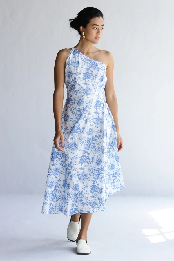 Amelie Dress in Blue Orchid Print