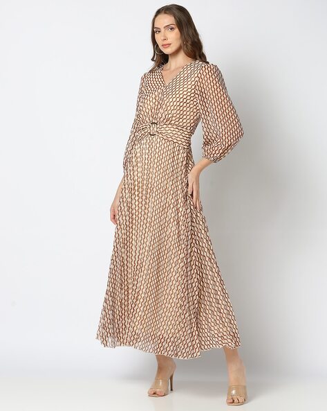 Geometric Print A-Line Maxi Dress by Fig