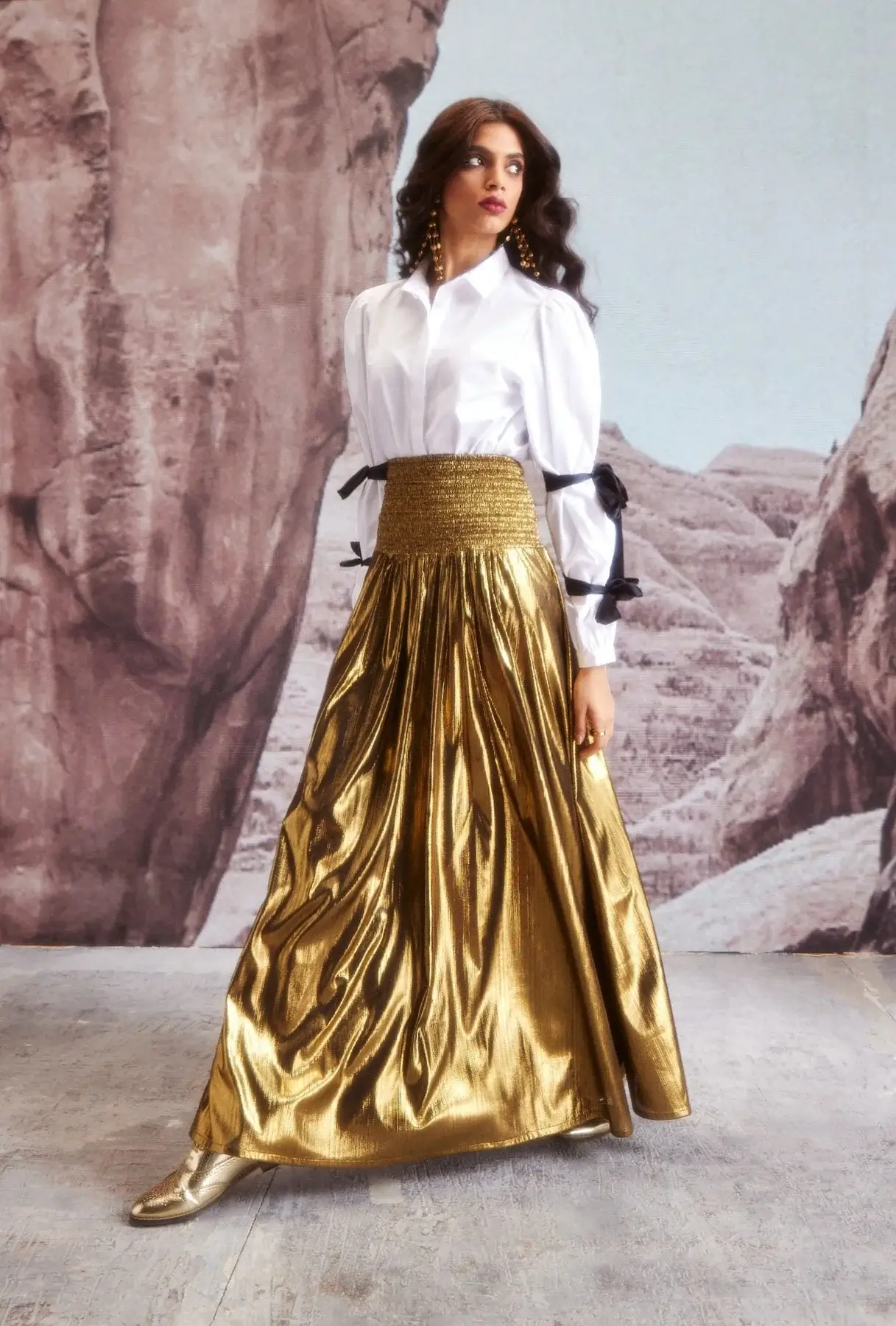 Fit & Flare Gold Skirt