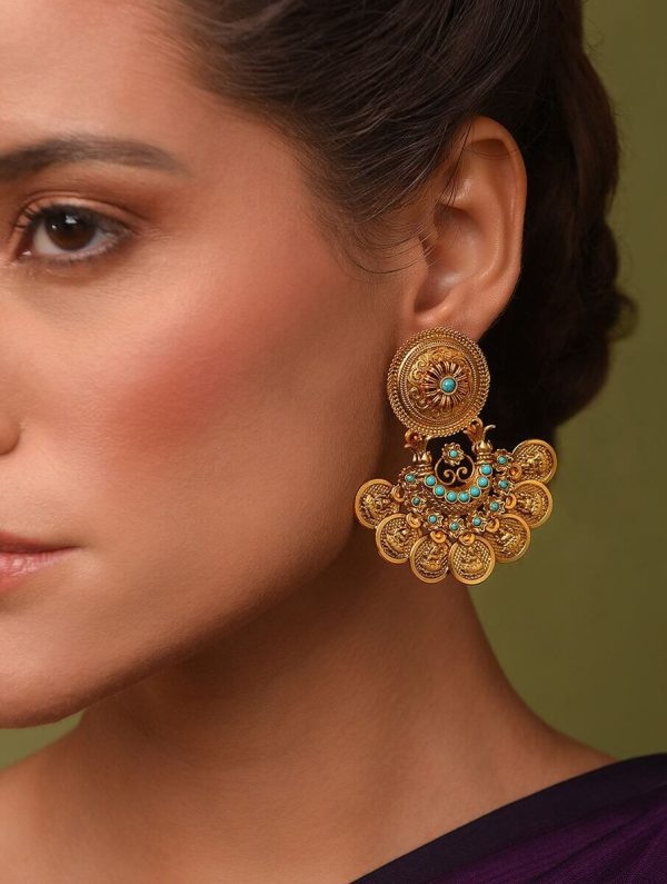 Gold Push Back Brass Dangler by Virajini