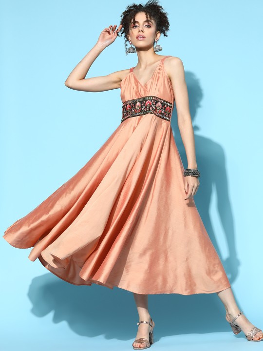 Peach Sleek Dress by Anayna