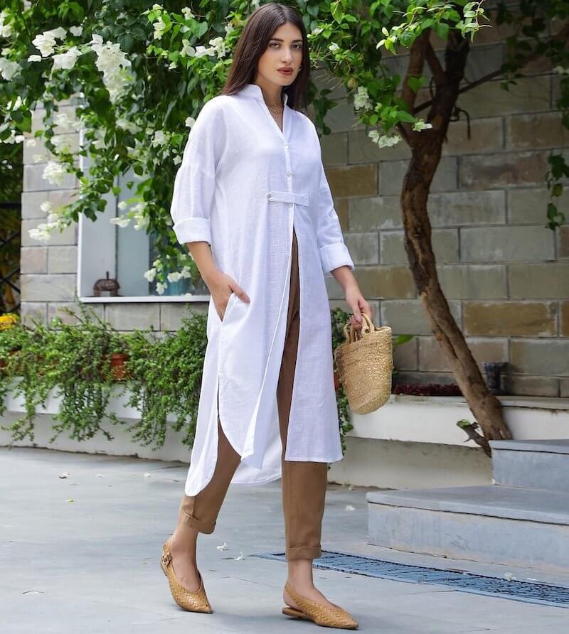 Sassi Cotton Front Open Kurta-Pant Set by Gulaal