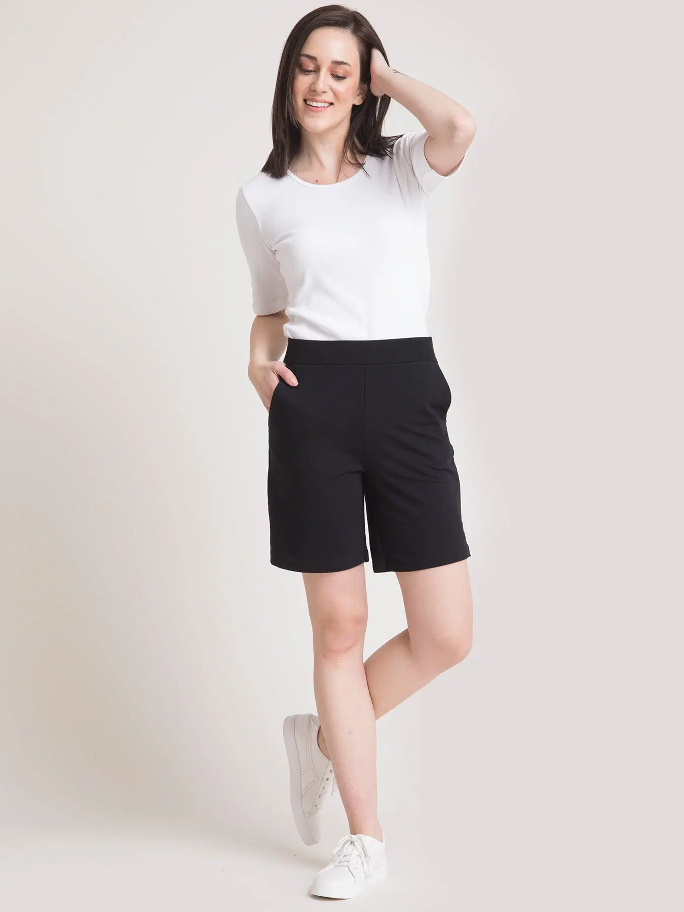 Stretchable Elasticated LivIn Shorts - Black