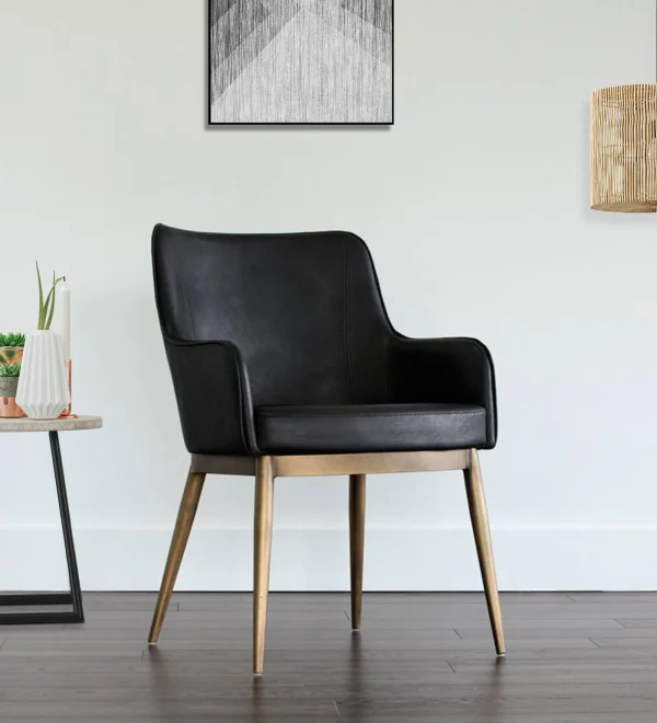 Asko Leatheratte Arm Chair in Black Colour by Kiyan Overseas