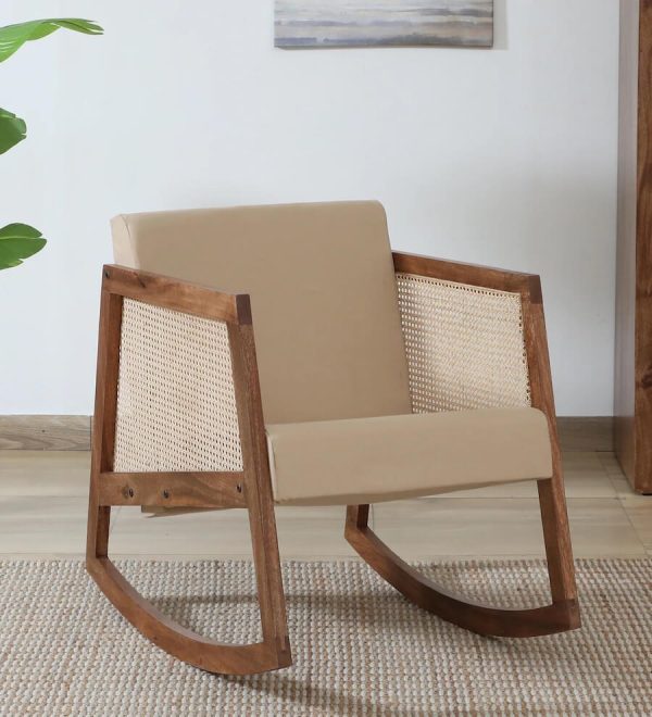 Baarn Mango Wood Rocking Chair In Rustic Teak Finish by Woodsworth