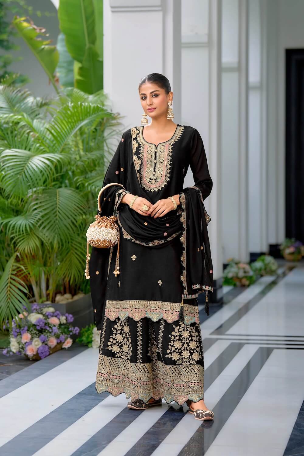 Farukh Onyx Full Work Gharara Suit Set