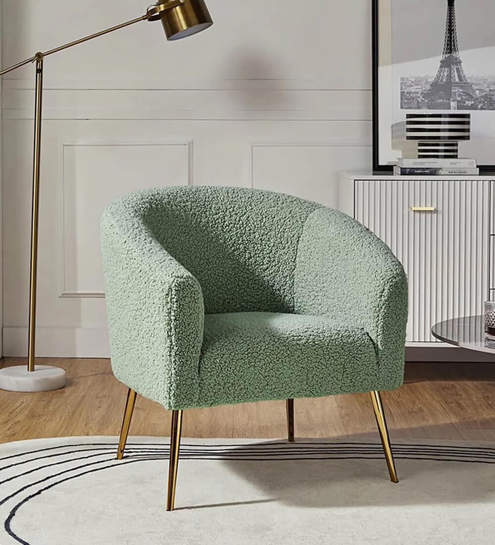 Herrin Fabric Armchair In Sage Colour by Doe Buck
