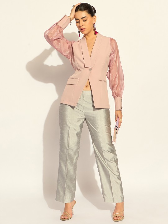 Shawl Collar Long Sleeves Shirt Style Top by PowerSutra