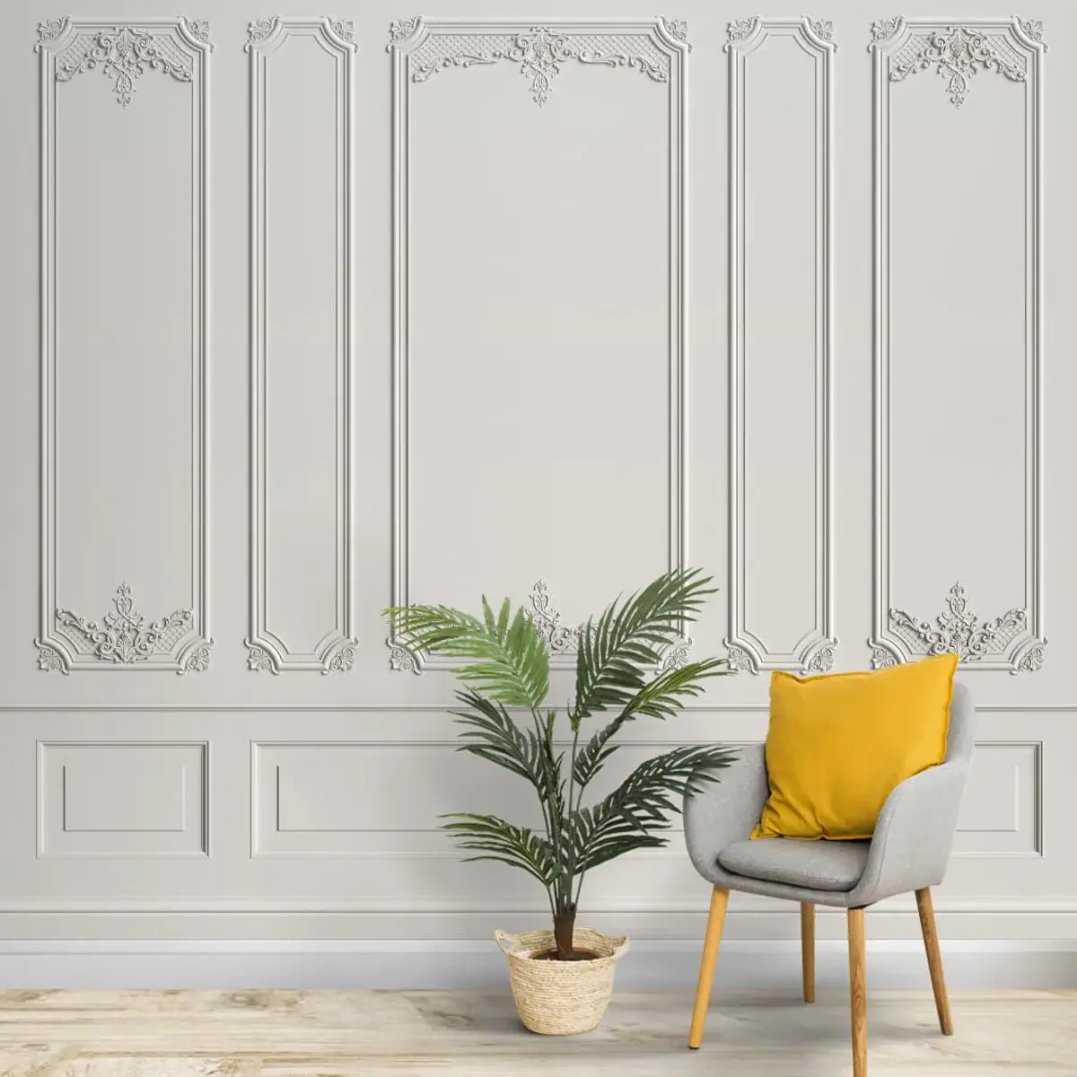 3D Moulding Design Wallpaper, Customised for Walls Grey