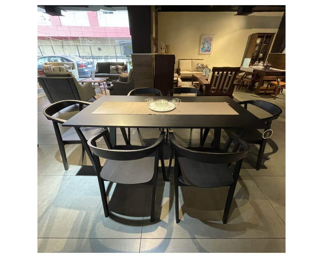 6-Seater Dining Table Set (with Chairs) in Ash Veneer Finish, Varden