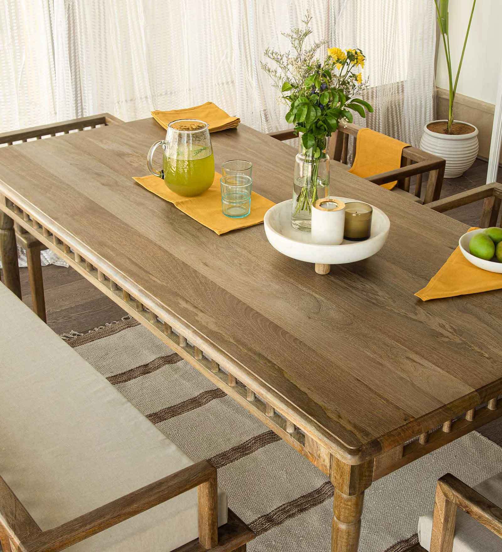 6-Seater Mango Wood Table in Natural Finish