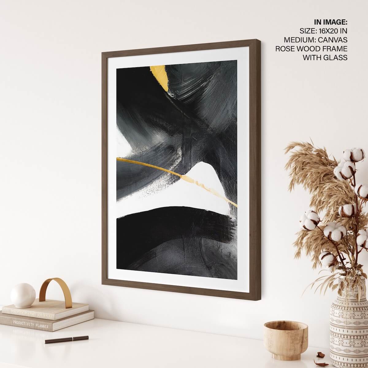 Abstract, Brushstroke Print, Black and Gold by Minnie S. Devries (Customisable)