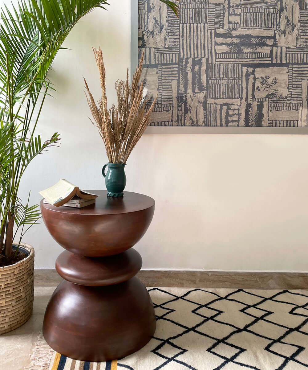 Acacia Hard Wood Three-Layer Side Table