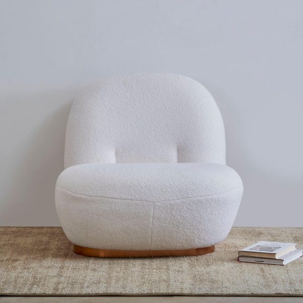 Accent Chair in Fleece Velvet Fabric, White, Serenity