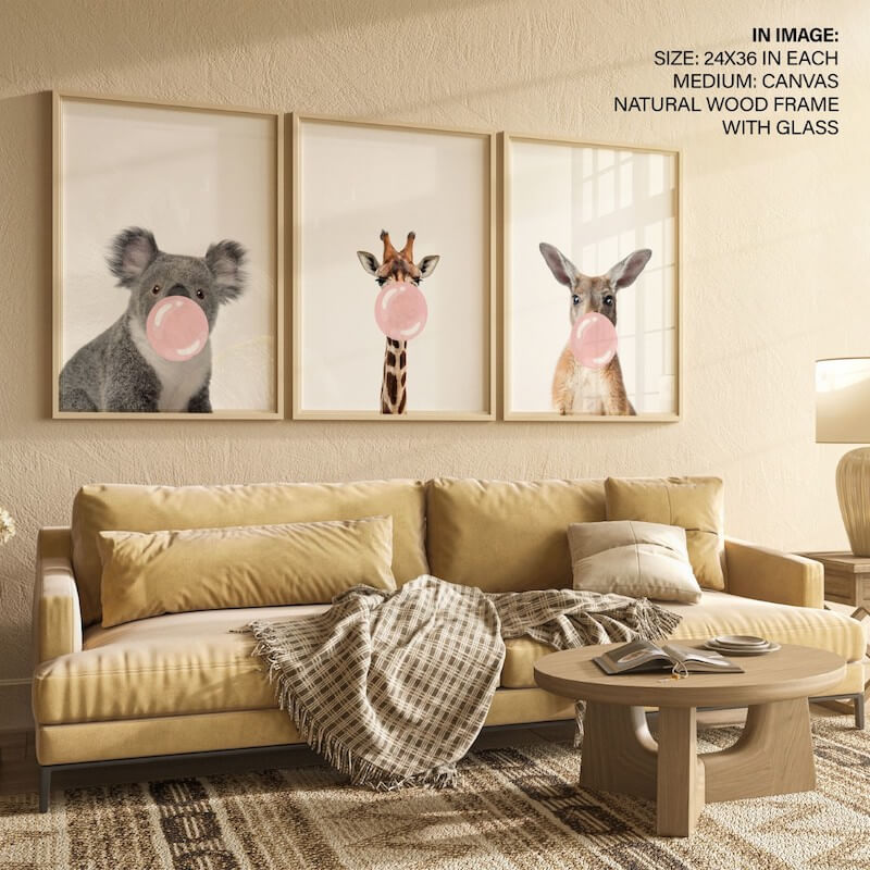 Animal Portraits with Bubblegum, Set of 3