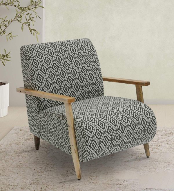 Arm Chair in Grey Abstract Print