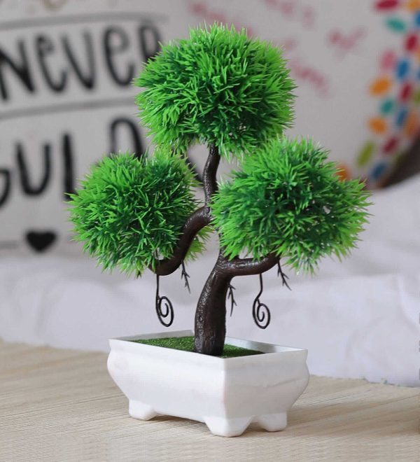 Artificial Bonsai Plant with Thin, Pointy leaves with Pot