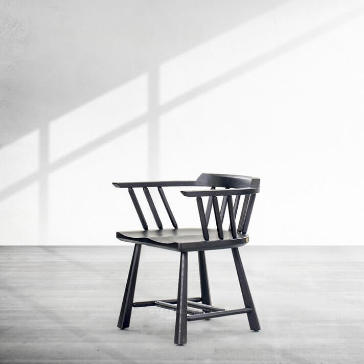 Ash Wood Dining Chair in Carbon Black (1 piece), Diana