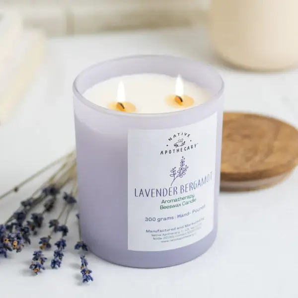 Beeswax Scented Candle, Lavender Bergamot