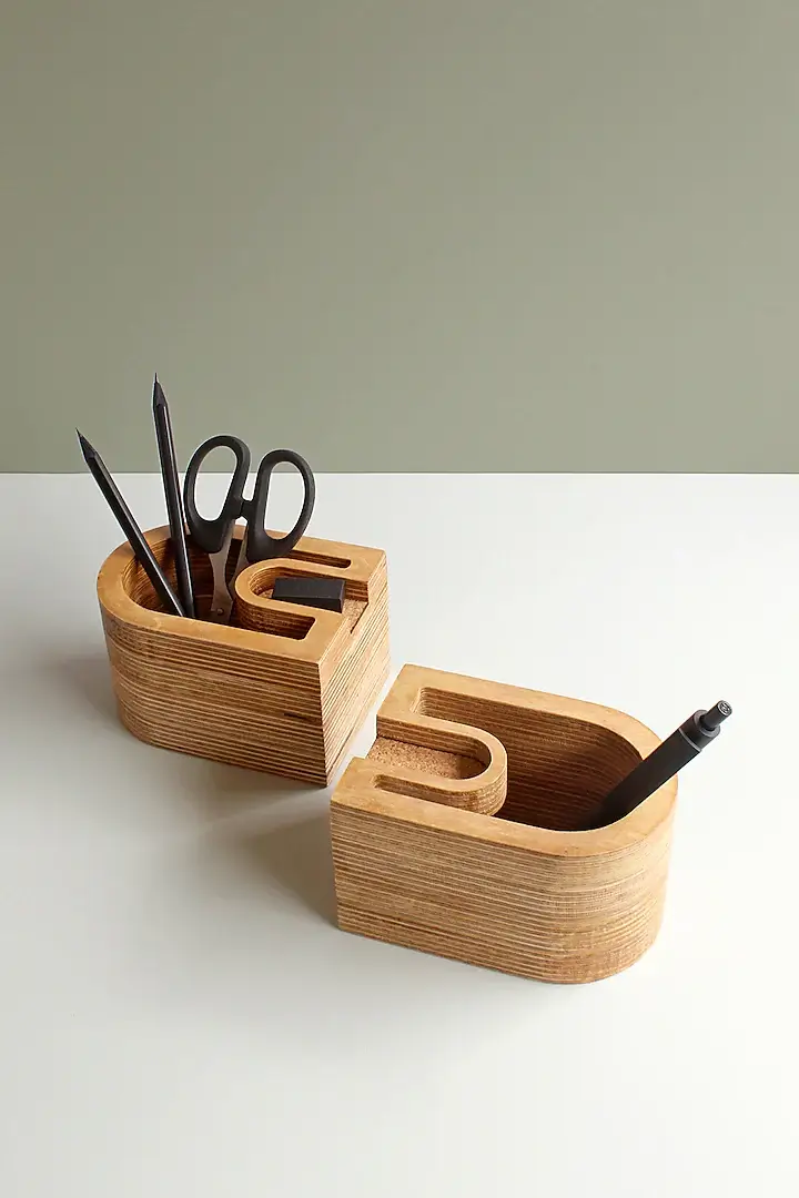 Birch Plywood and Cork Stationery Organiser (1 Piece)