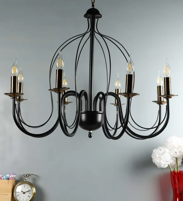 Black Metal Candle-Style Chandelier, Gladus
