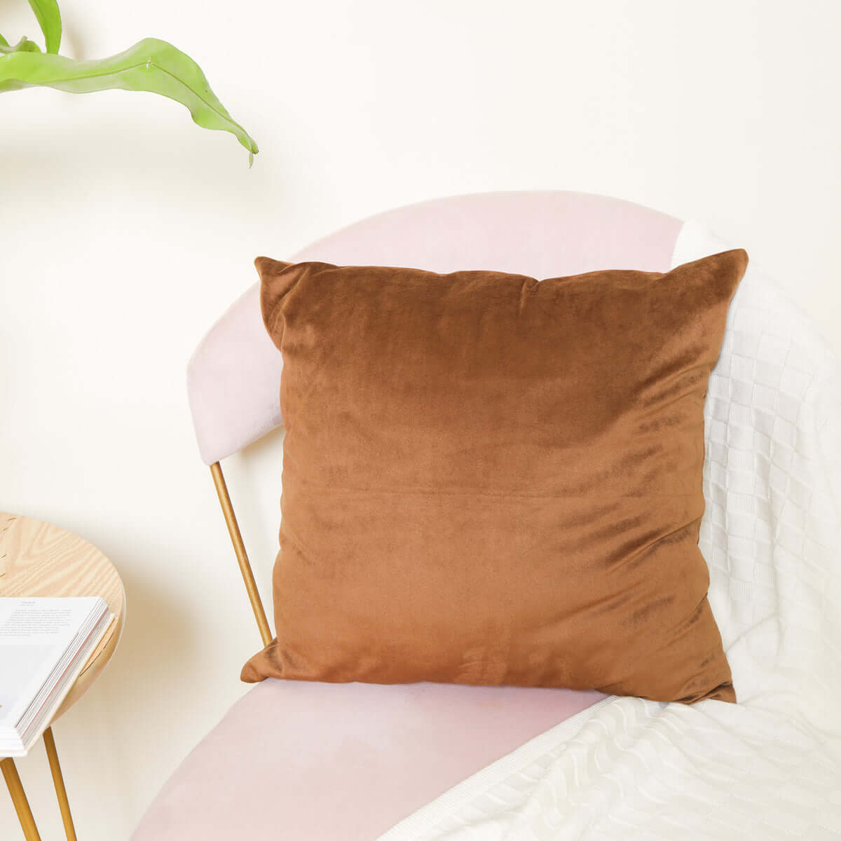 Brown Velvet Square Cushion Case