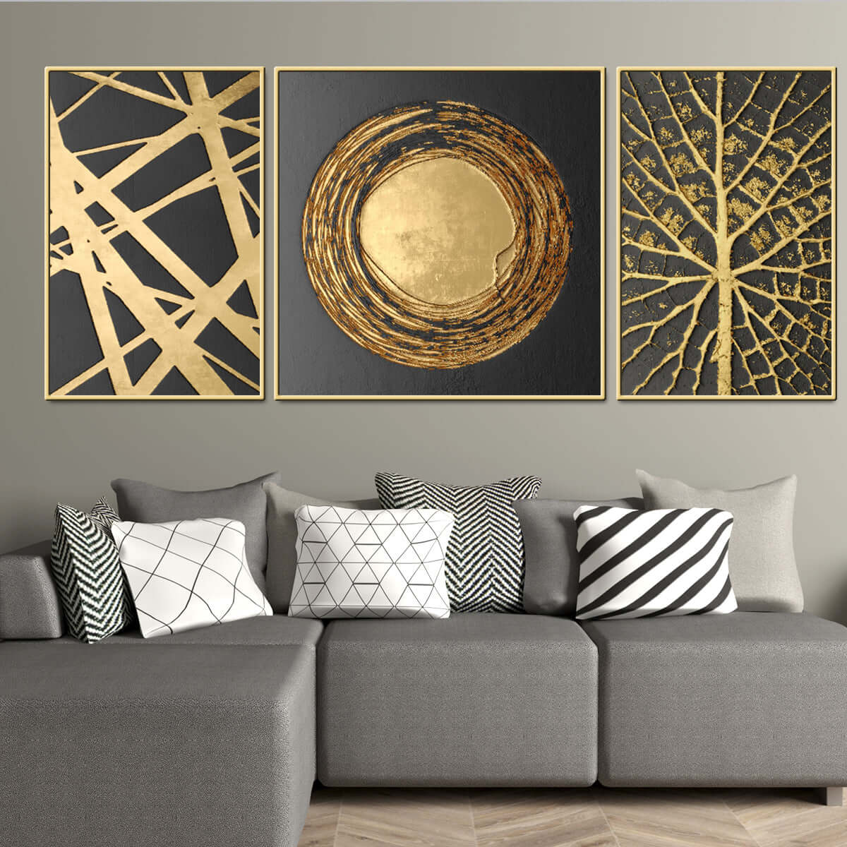Canvas Prints with Abstract Designs, 3 Panels
