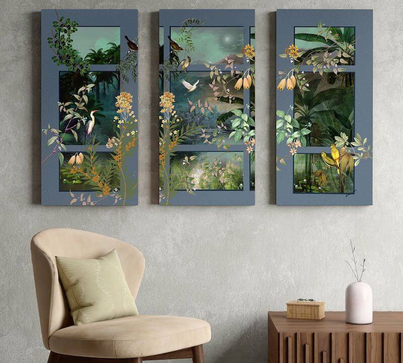 Canvas and MDF, Printed Wall Art Set of 3, Dreamscape