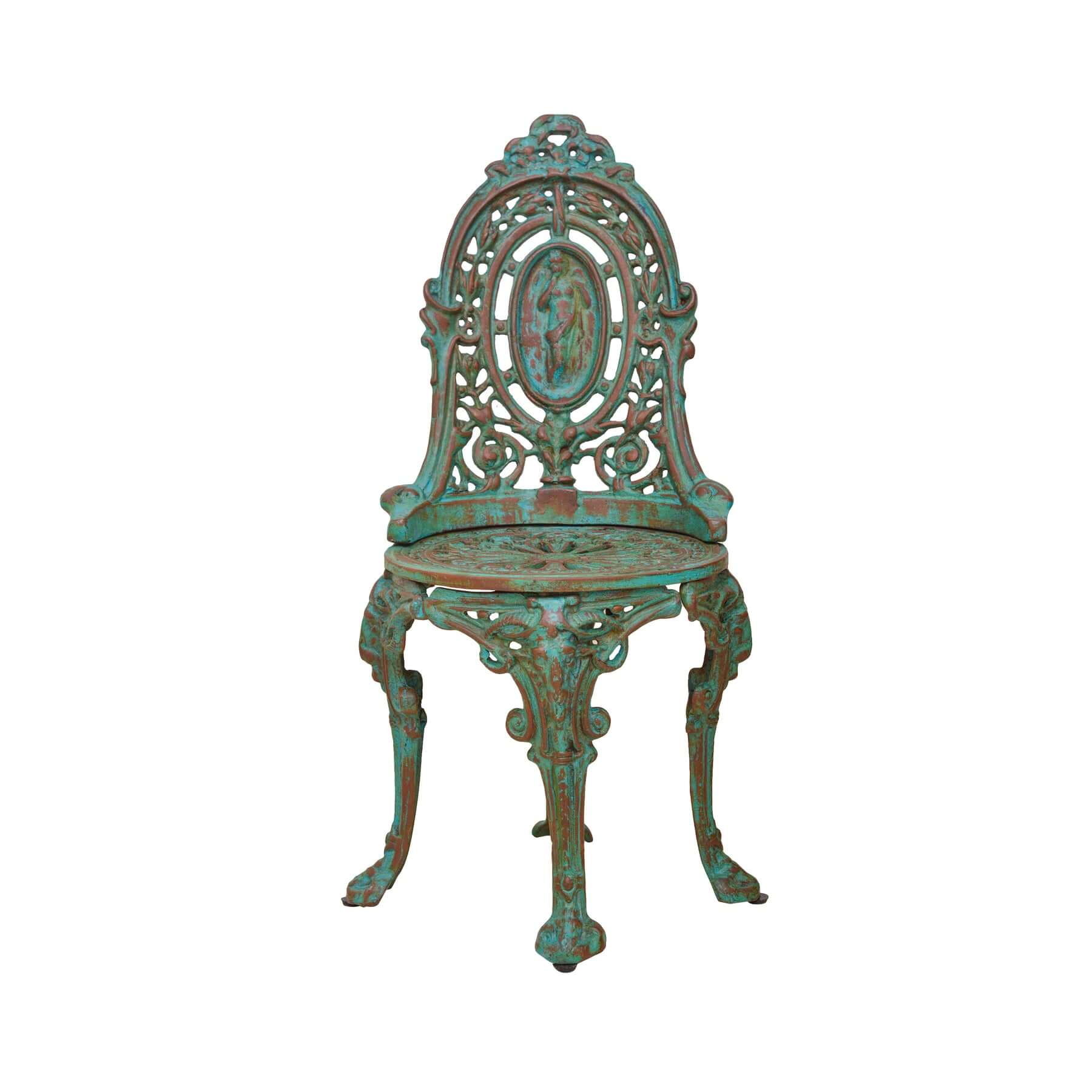 Cast Iron Chair with Distressed Finish, Green, Bistro