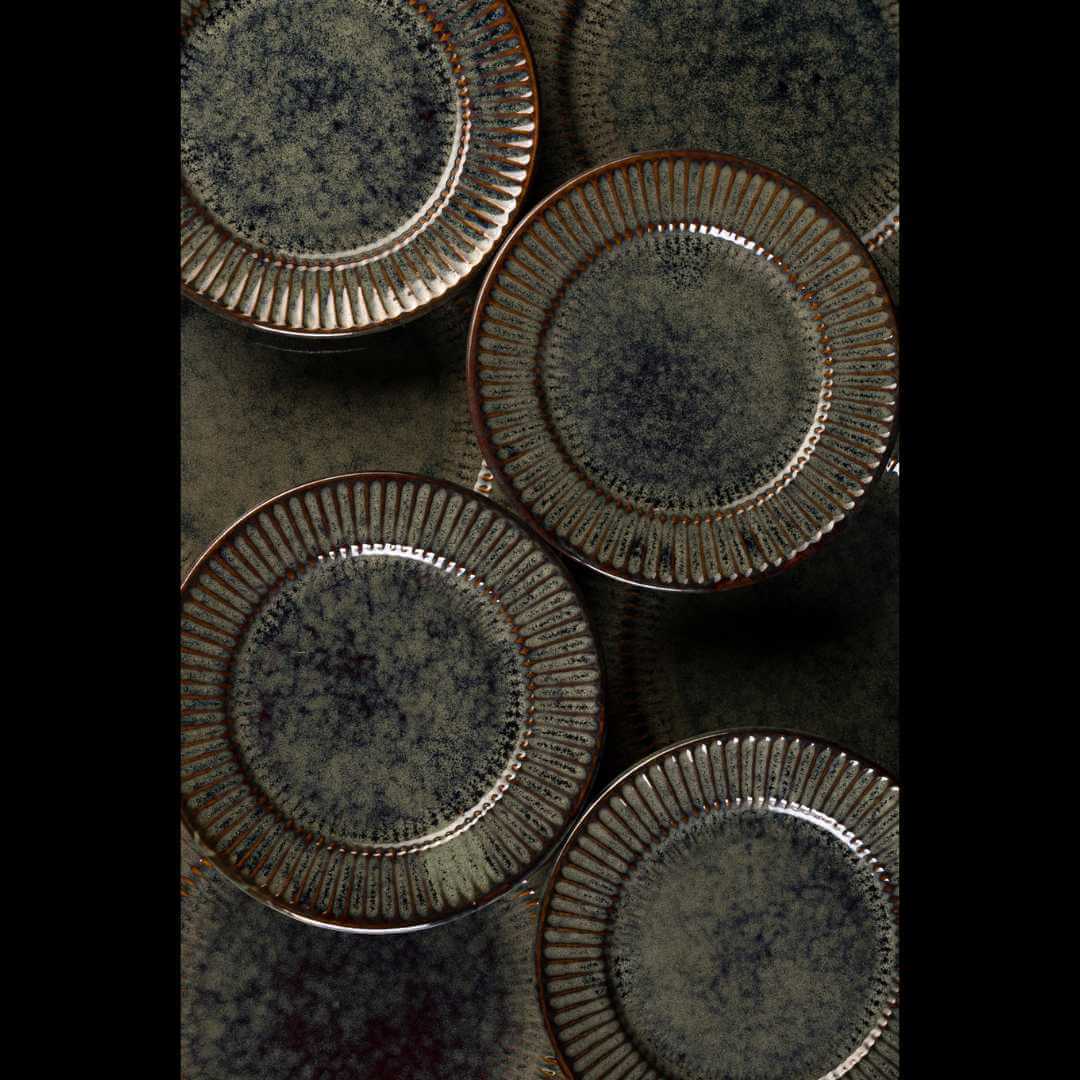 Ceramic 10” Dinner Plates in Sage Green, Set of 6