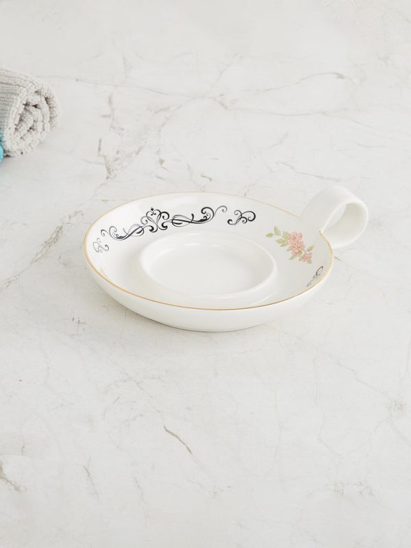 Ceramic Candle Holder with Handle, White