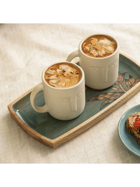 Ceramic Coffee Mug Set of 2, Moai