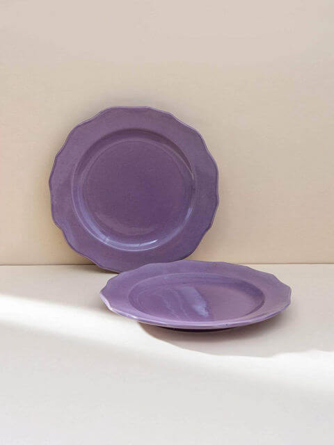 Ceramic Dinner Plates in Lavender, Jia, Set of 2