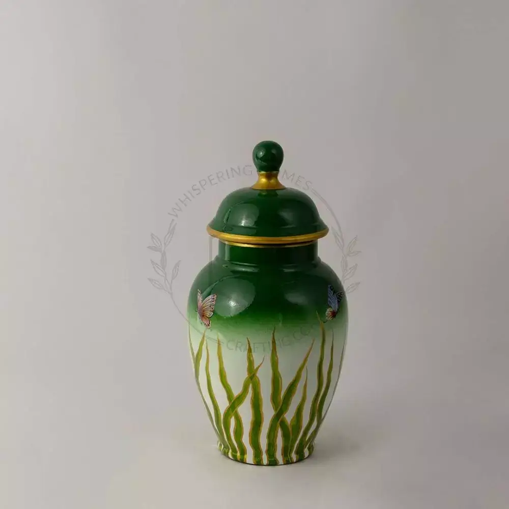 Ceramic Jar with Lid in Chinese Green, Small