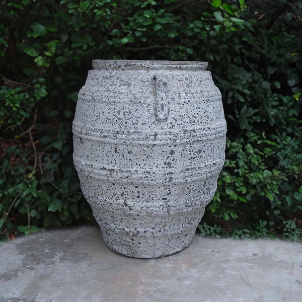 Ceramic Round Pot, Ancient Style in White