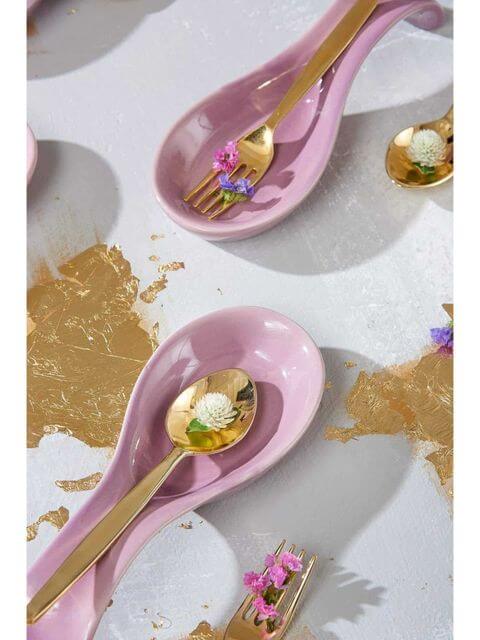 Ceramic Spoon Rests in Lavender, Set of 2