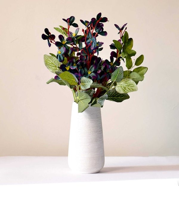Ceramic Table Vase with Patterned Lines, Horizon