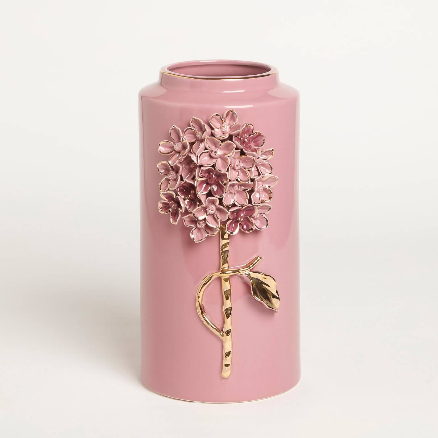 Ceramic Vase With Gold Appliqué Design, Moksha