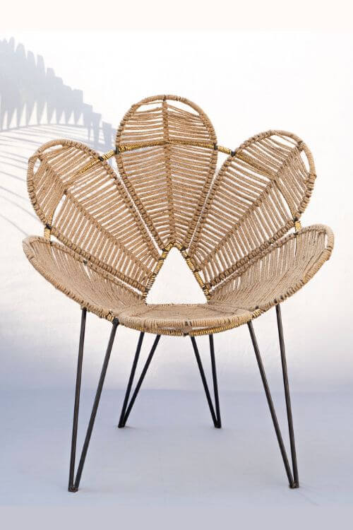 Chair made of Jute Ropes and Iron Frame, Flower