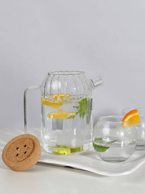 Clear Glass Pitcher with Cork Lid