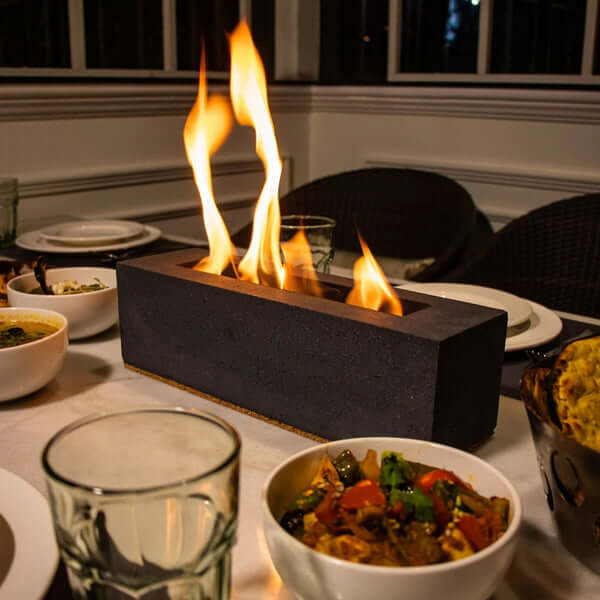 Concrete and Stones Rectangular Fire Pit including Bio Fuel Bottles (Colors Available)