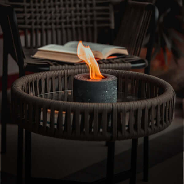 Concrete and Stones Round Fire Pit, including Fuel Bottles (Colors Available)