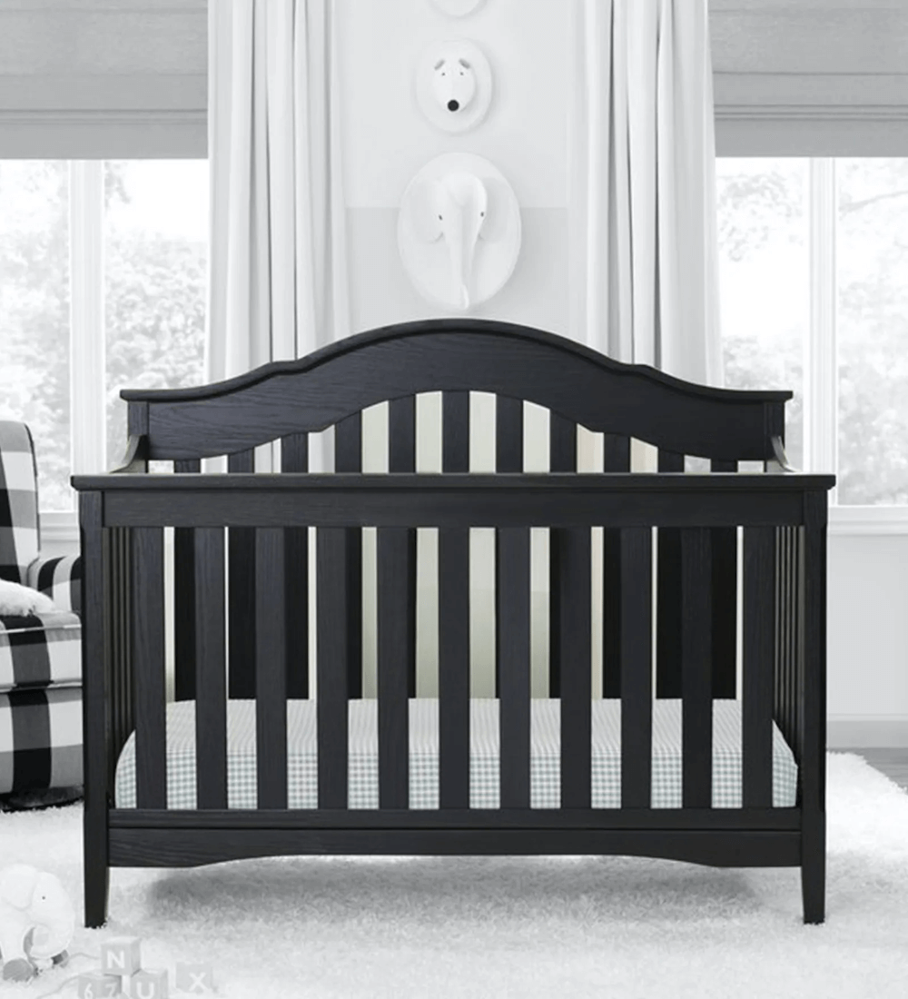 Convertible, Pine Wood Baby Crib in Grey