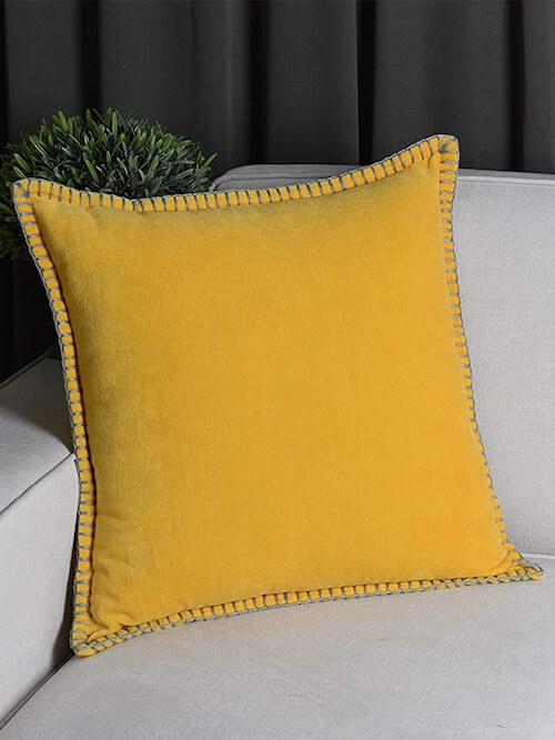 Cotton Cushion Cover in Yellow
