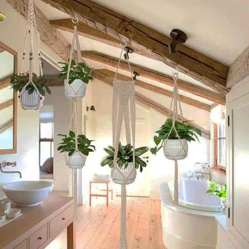 Cotton Macrame Plant Hangers, Set of 5