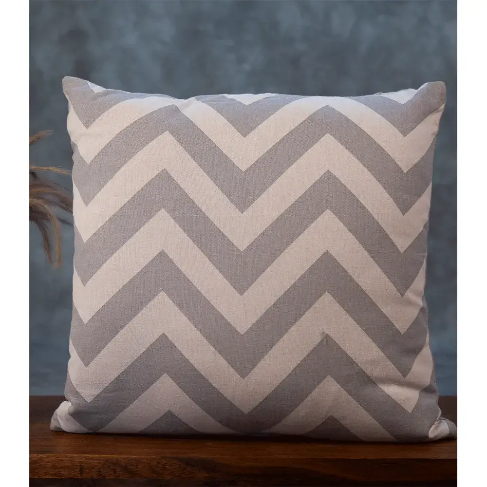 Cotton Shell Cushion Cover with Chevron Print