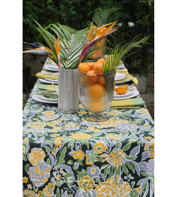 Cotton Table Cover in Emerald Green, Para Para