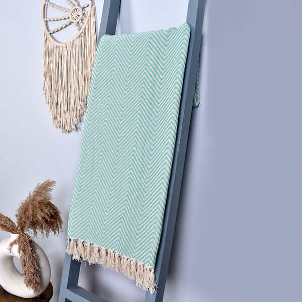 Cotton Throw in Blue & Green