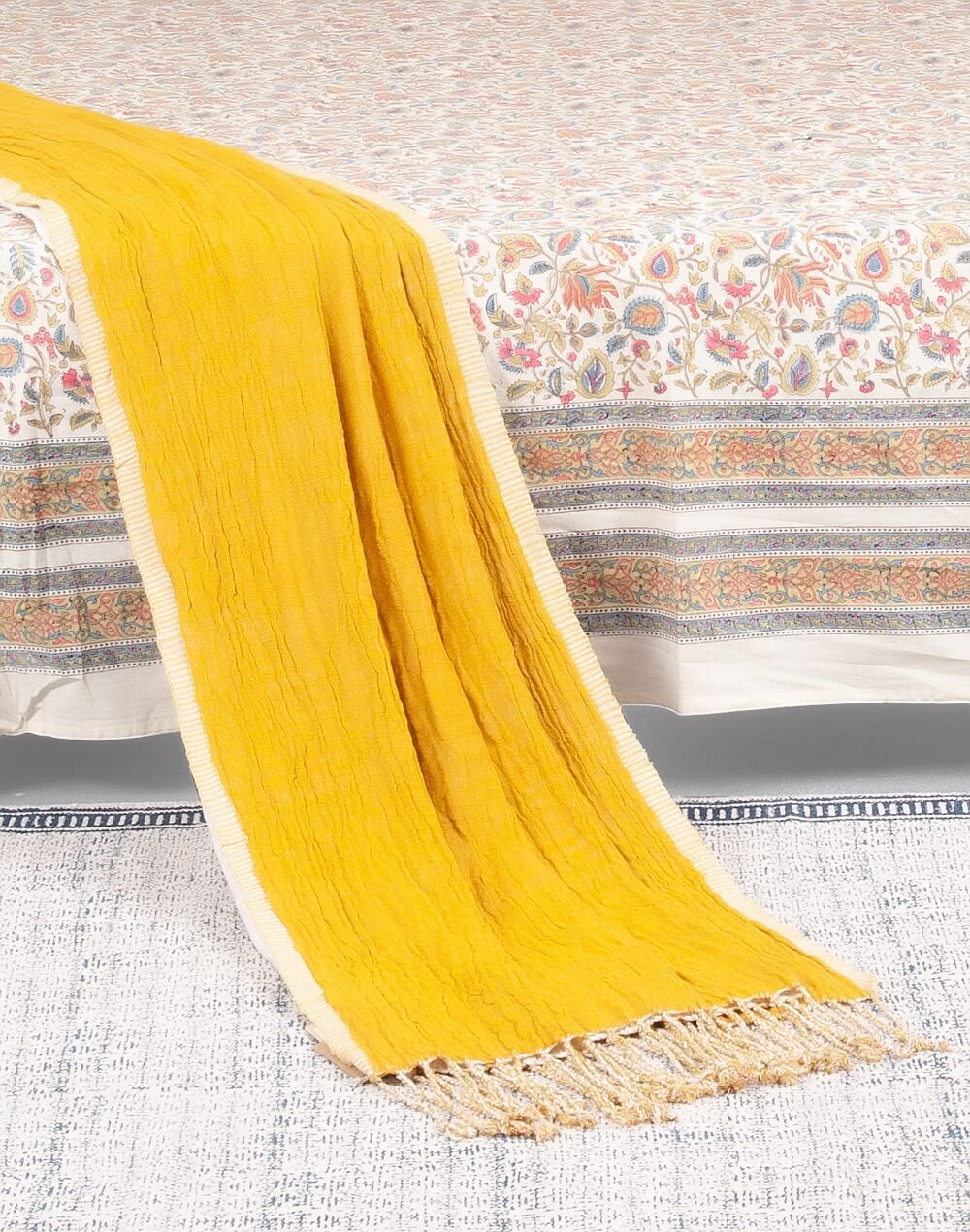 Cotton Viscose Throw with Tassles