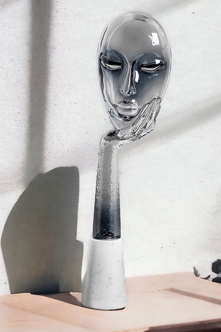 Crystal & Marble Spellbound Sculpture in White & Blue